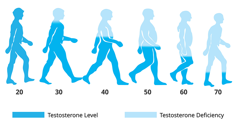 Testosterone levels decline with age